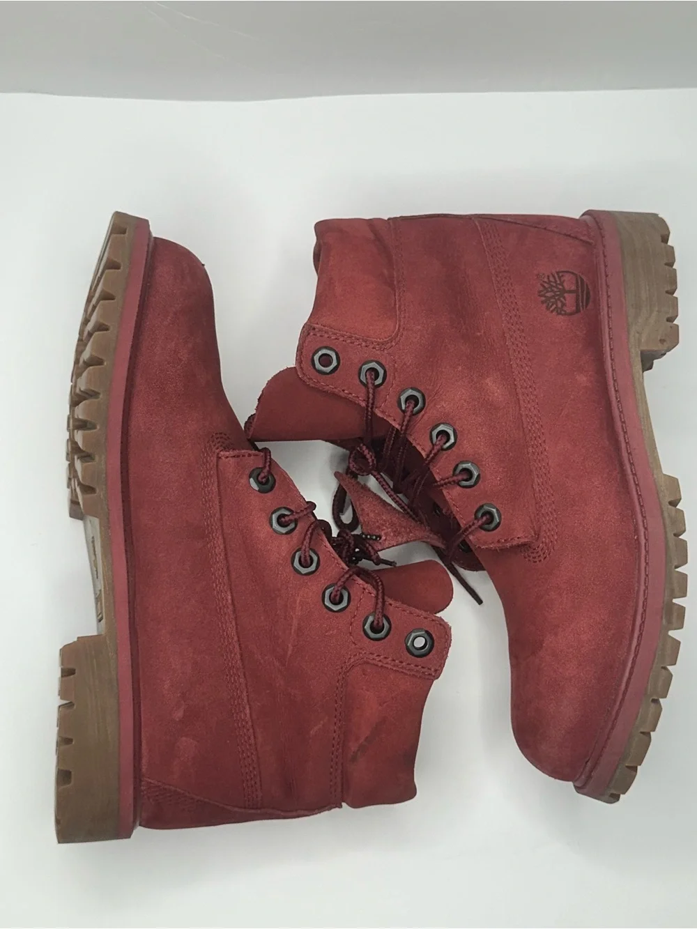 Timberland Kids Burgundy Lace-Up Suede Boots